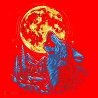 Howling Wolf Yellow Moon Santa Hat thumb 1