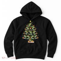 Holiday Xmas Lighting Santa Bass Fish Christmas Tree Hoodie thumb 0