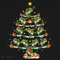 Holiday Xmas Lighting Santa Bass Fish Christmas Tree T-Shirt thumb 7