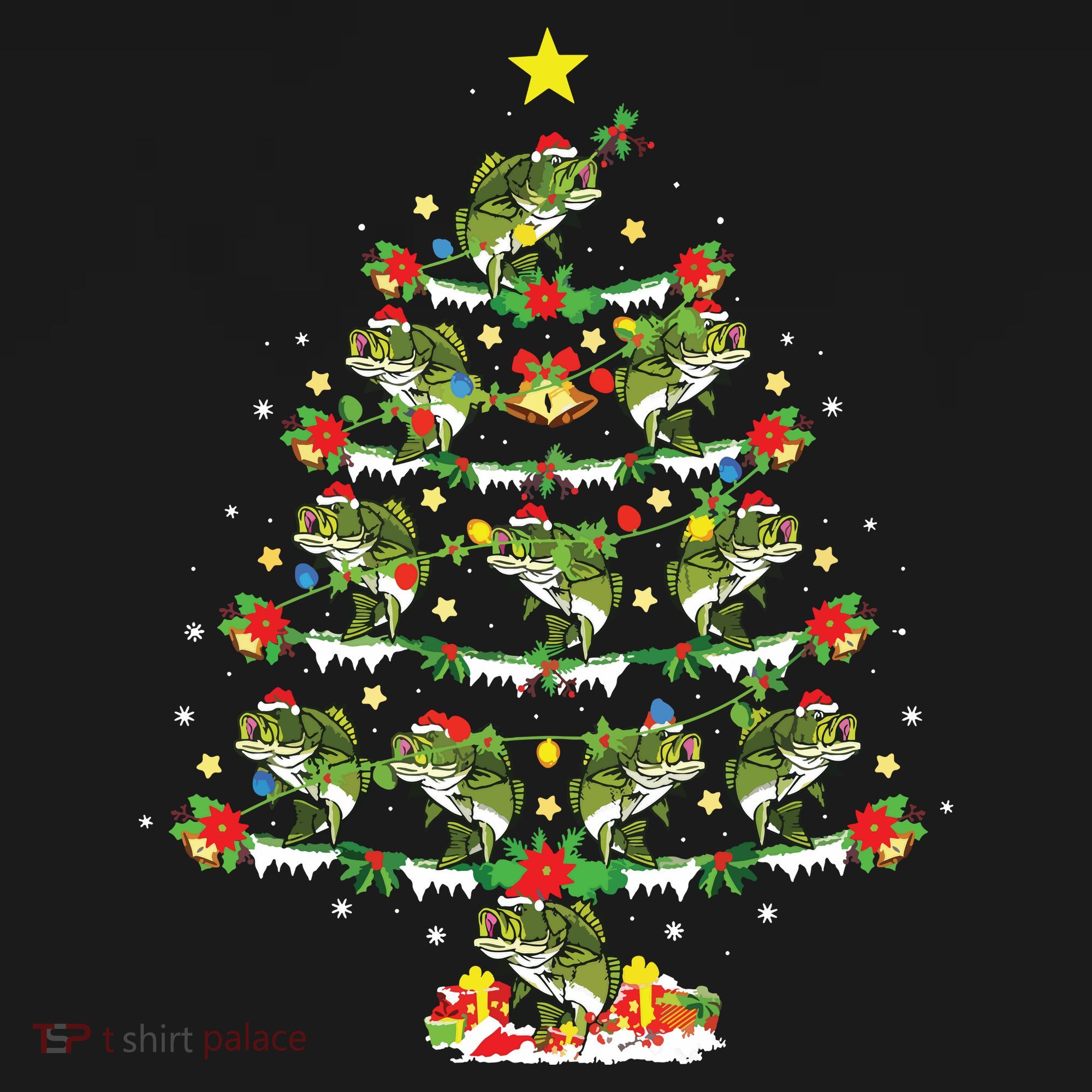 Holiday Xmas Lighting Santa Bass Fish Christmas Tree Women's Hoodie