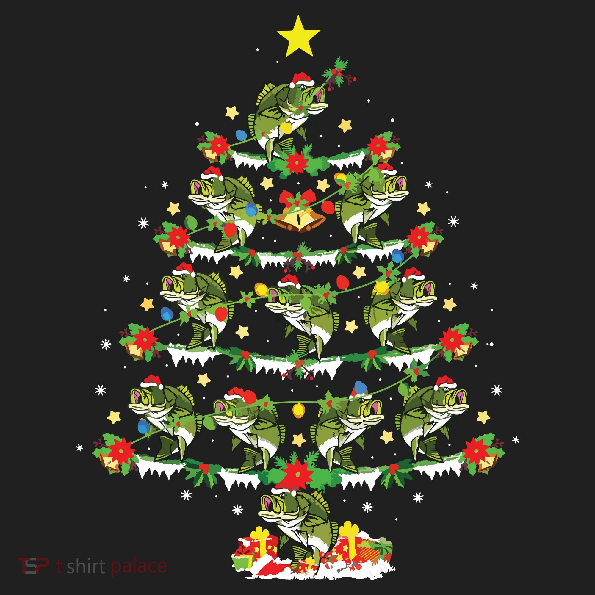 Holiday Xmas Lighting Santa Bass Fish Christmas Tree Hat
