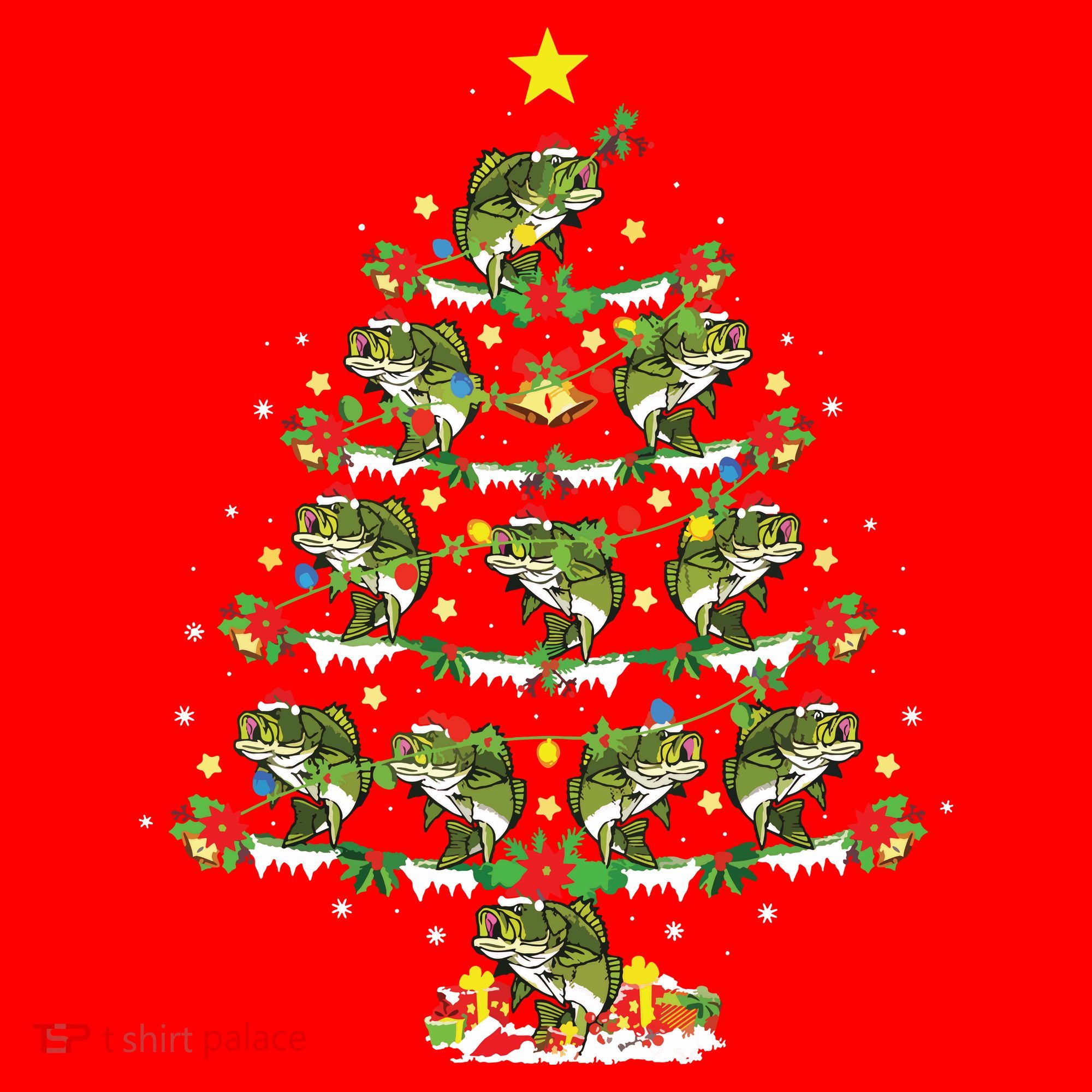 Holiday Xmas Lighting Santa Bass Fish Christmas Tree Santa Hat