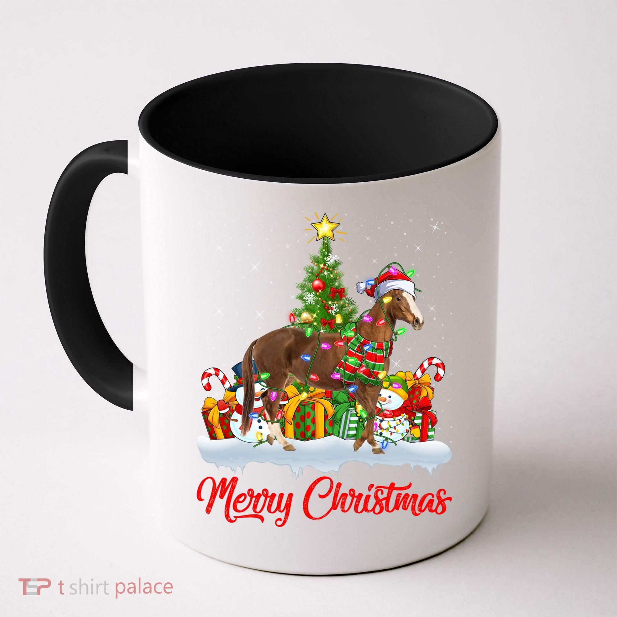 Horse Xmas Tree Lighting Santa Horse Christmas Gift Coffee Mug