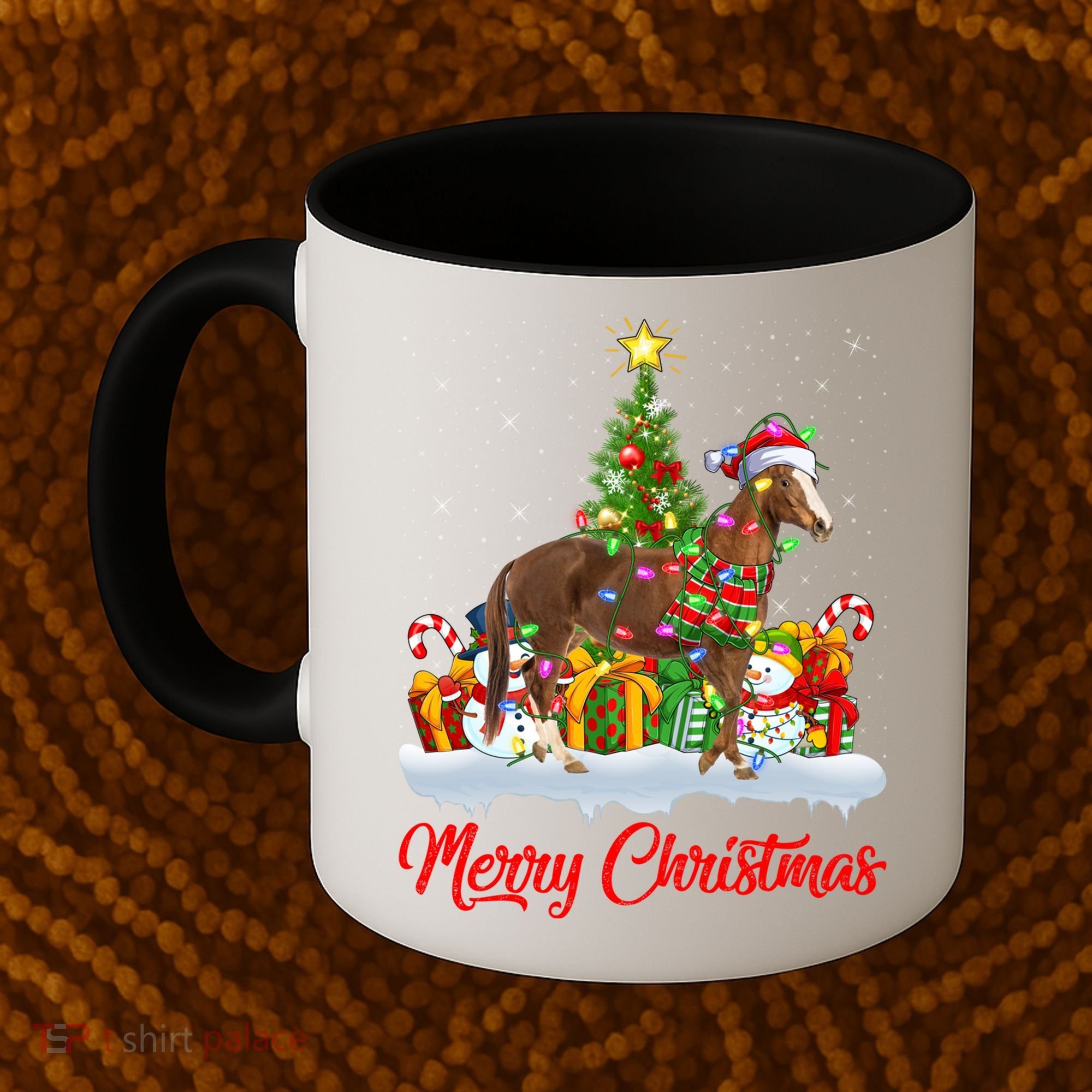 Horse Xmas Tree Lighting Santa Horse Christmas Gift Coffee Mug