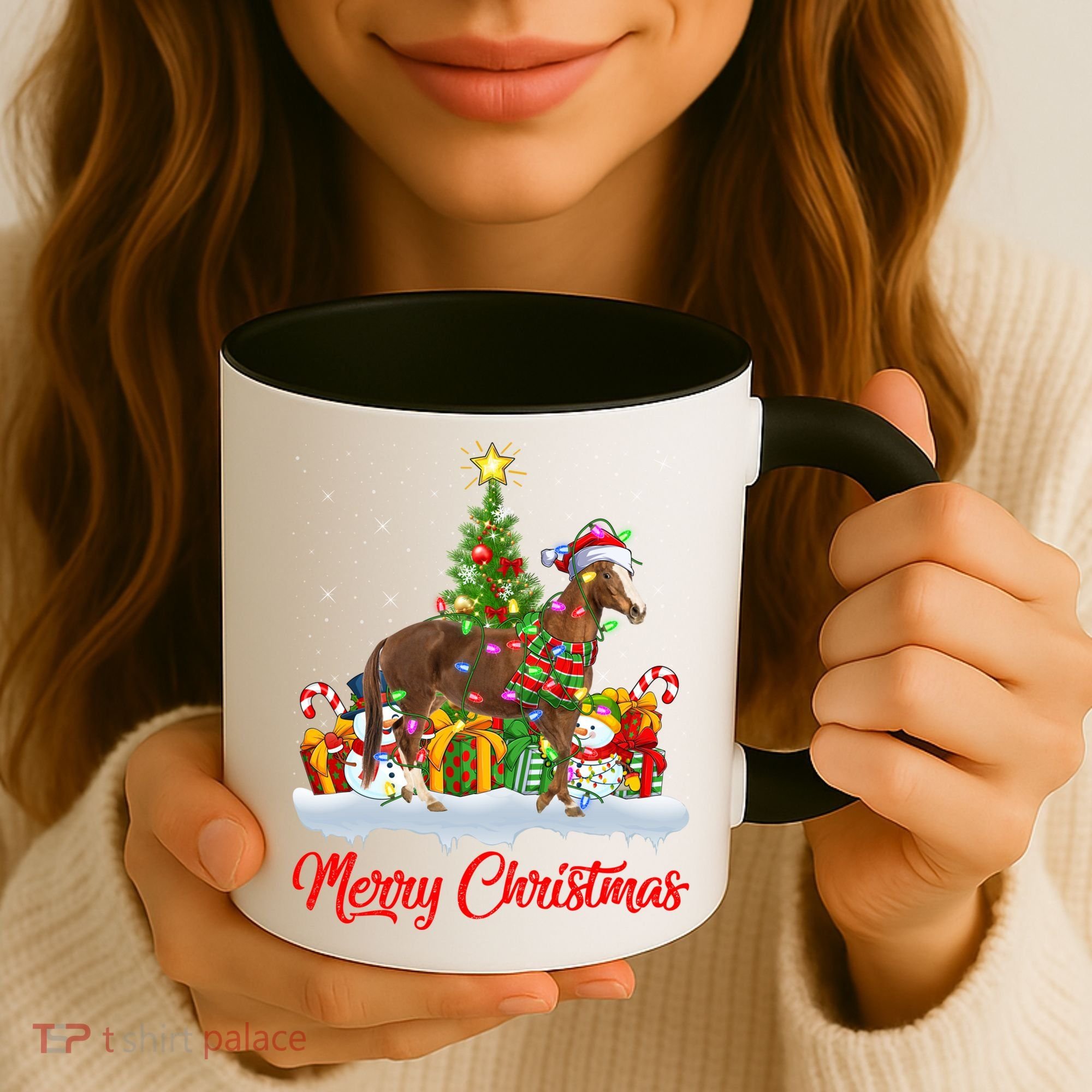 Horse Xmas Tree Lighting Santa Horse Christmas Gift Coffee Mug