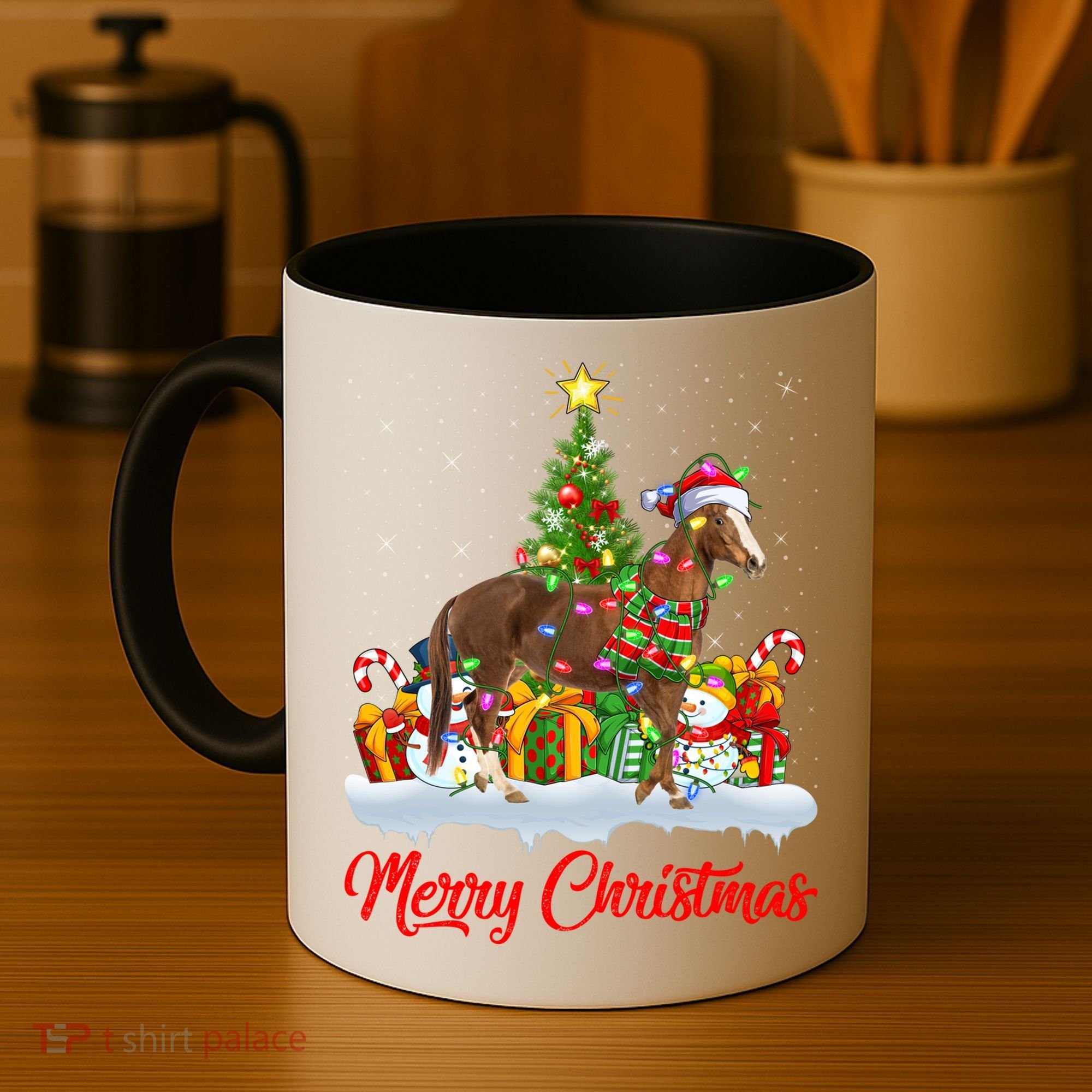 Horse Xmas Tree Lighting Santa Horse Christmas Gift Coffee Mug