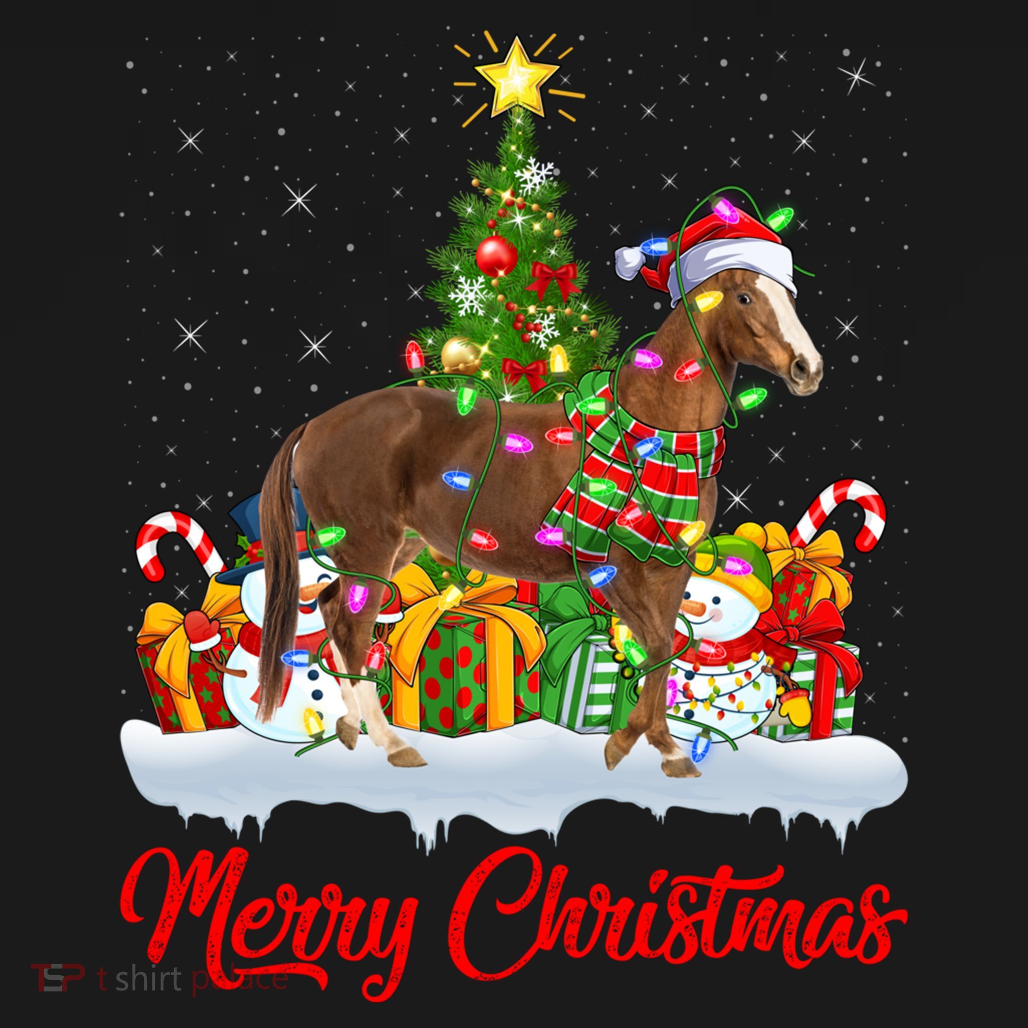 Horse Xmas Tree Lighting Santa Horse Christmas Gift Women's Hoodie