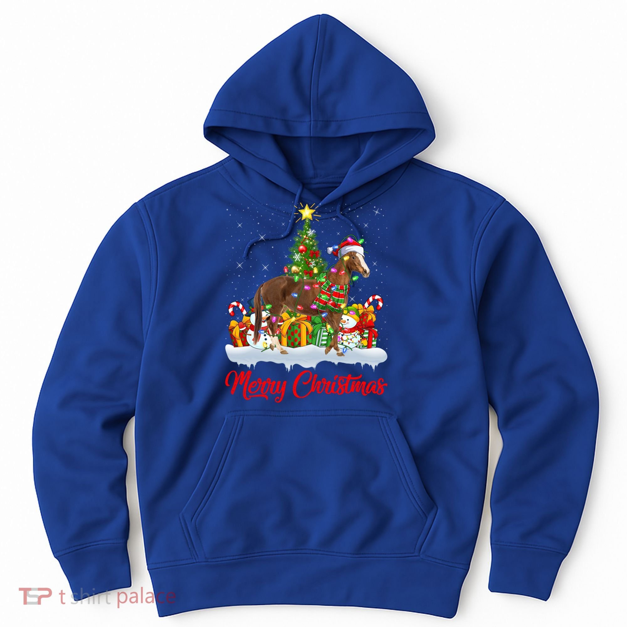 Horse Xmas Tree Lighting Santa Horse Christmas Gift Hoodie