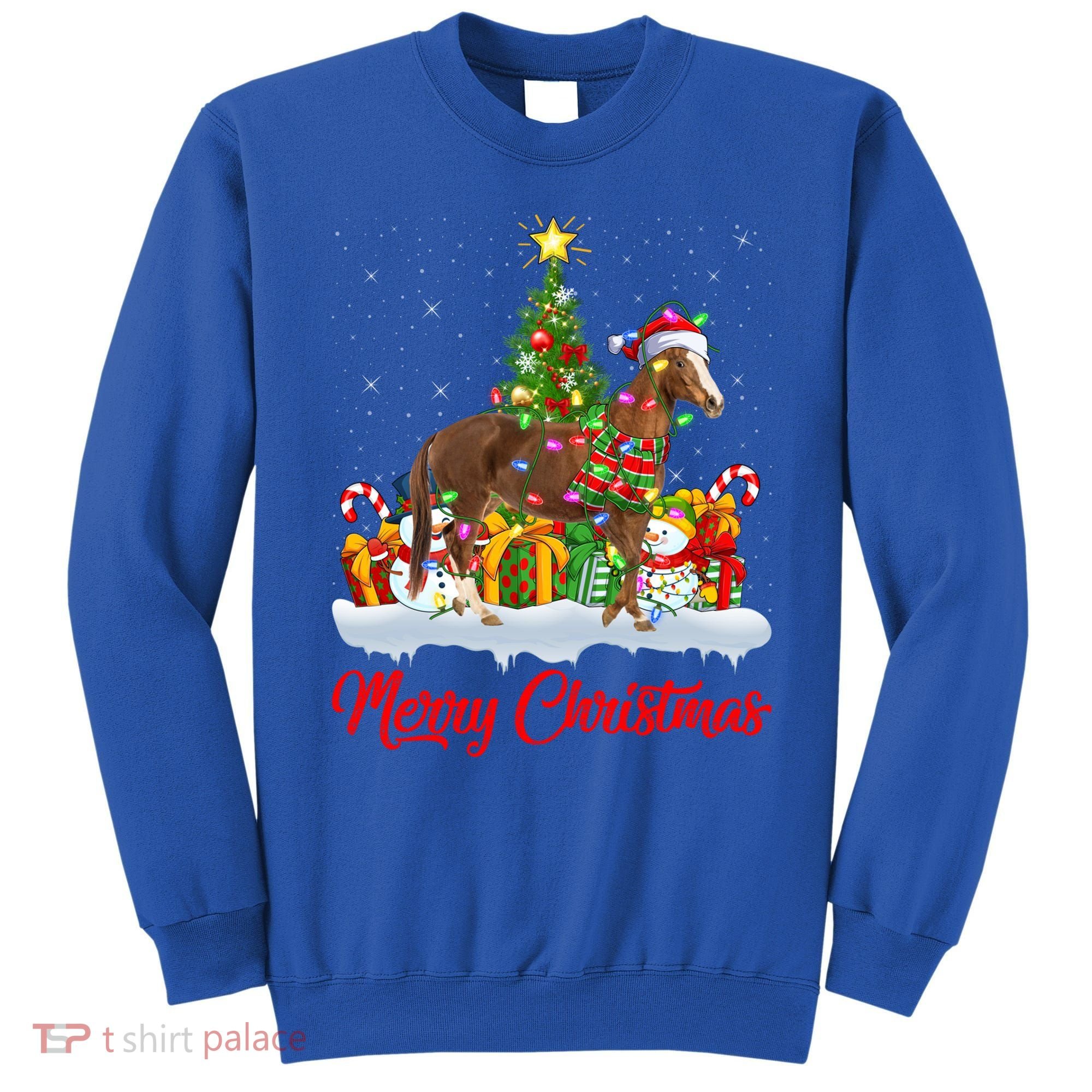 Horse Xmas Tree Lighting Santa Horse Christmas Gift Sweatshirt
