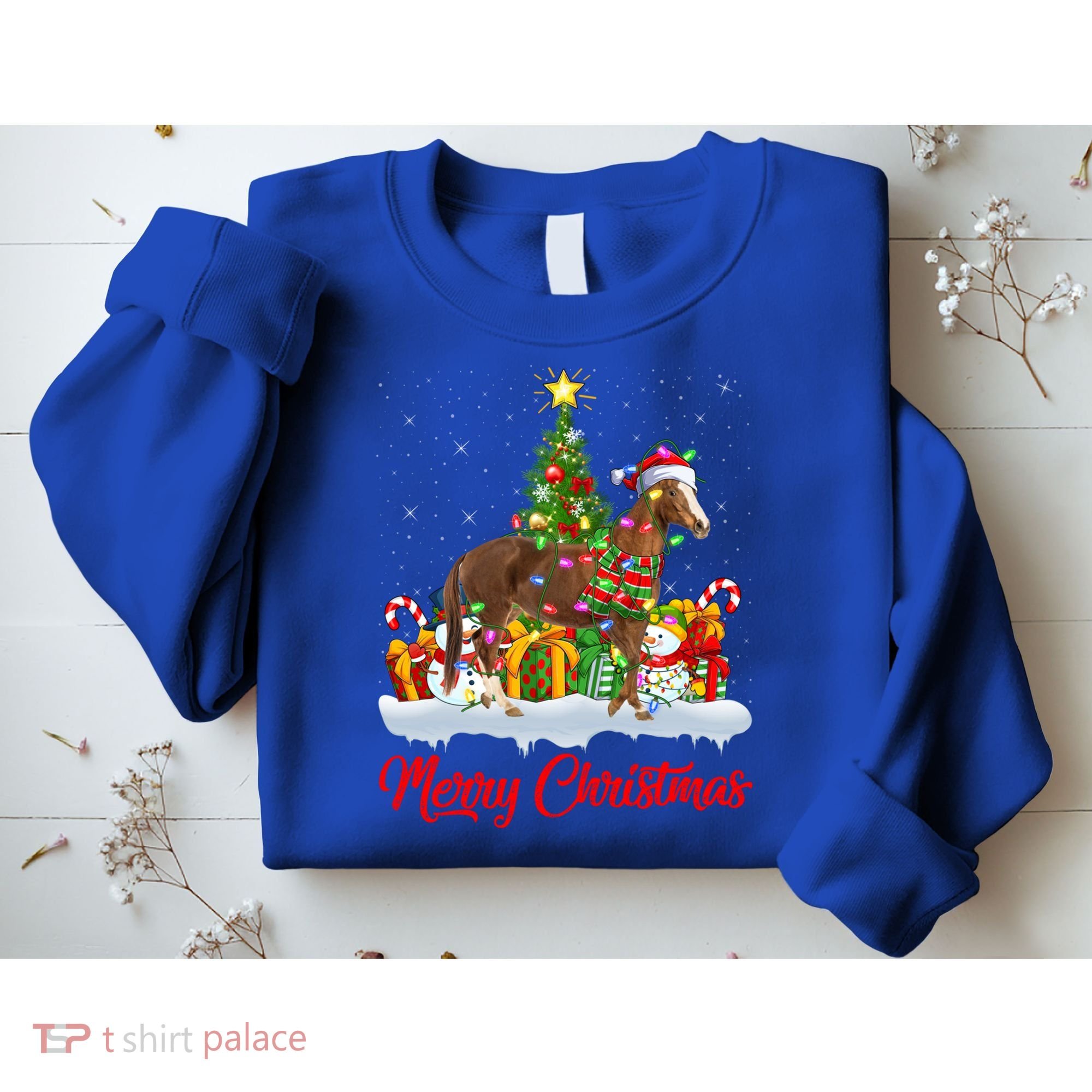 Horse Xmas Tree Lighting Santa Horse Christmas Gift Sweatshirt