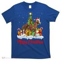 Horse Xmas Tree Lighting Santa Horse Christmas Gift T-Shirt thumb 0