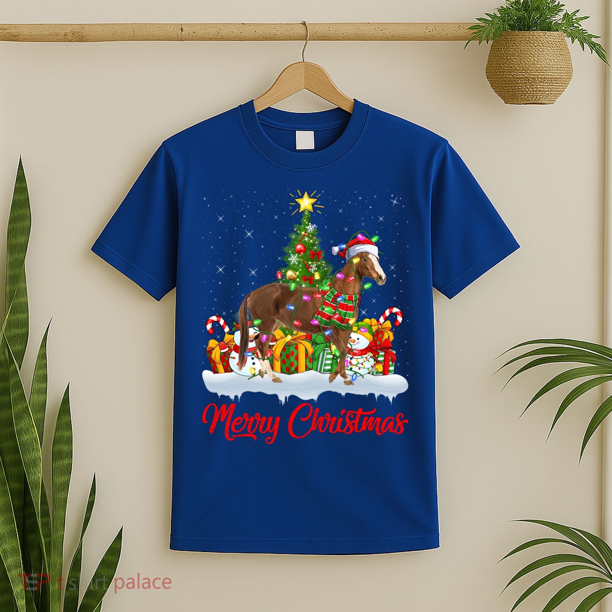 Horse Xmas Tree Lighting Santa Horse Christmas Gift T-Shirt