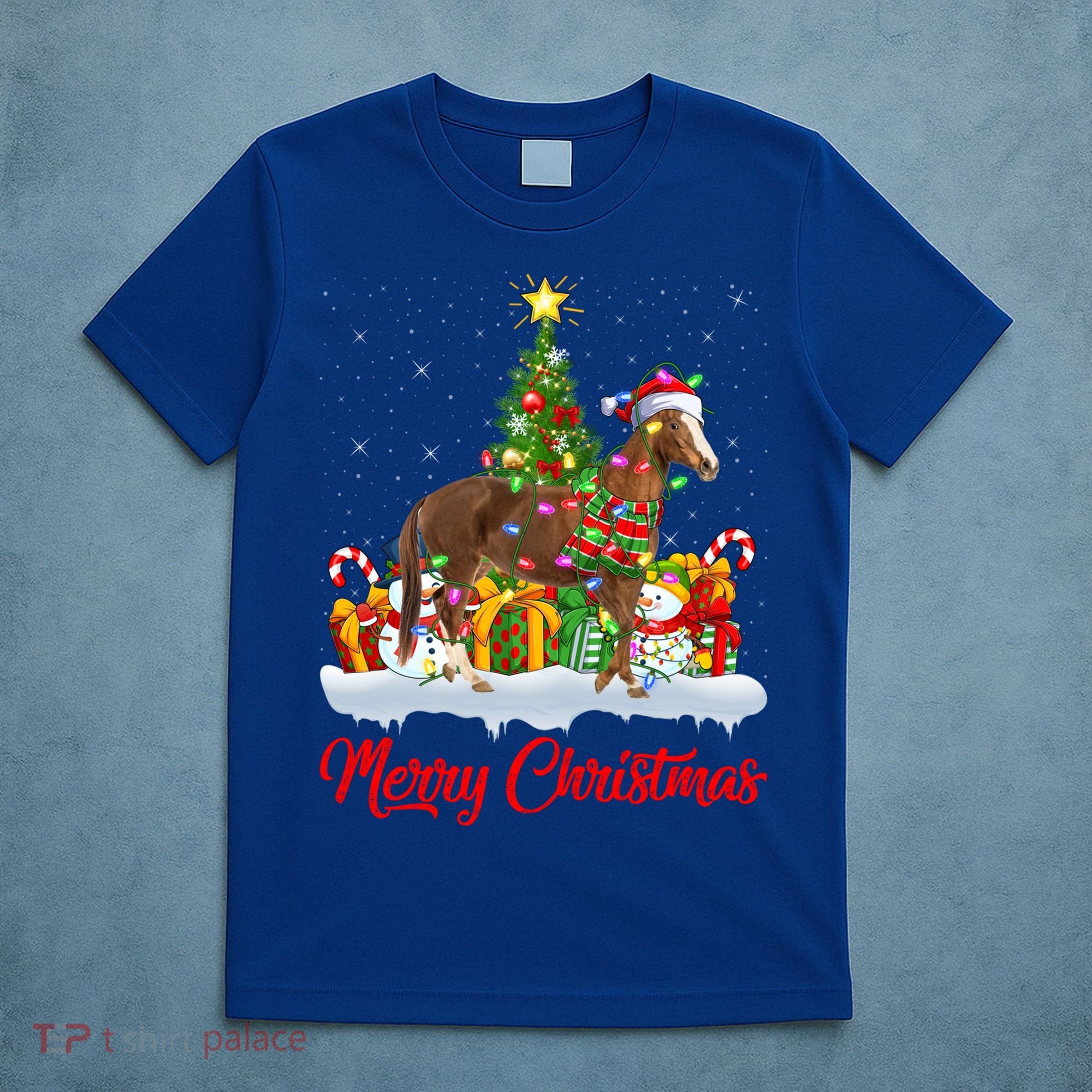 Horse Xmas Tree Lighting Santa Horse Christmas Gift T-Shirt