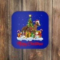 Horse Xmas Tree Lighting Santa Horse Christmas Gift Coaster thumb 0