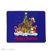 Horse Xmas Tree Lighting Santa Horse Christmas Gift Mousepad thumb 0