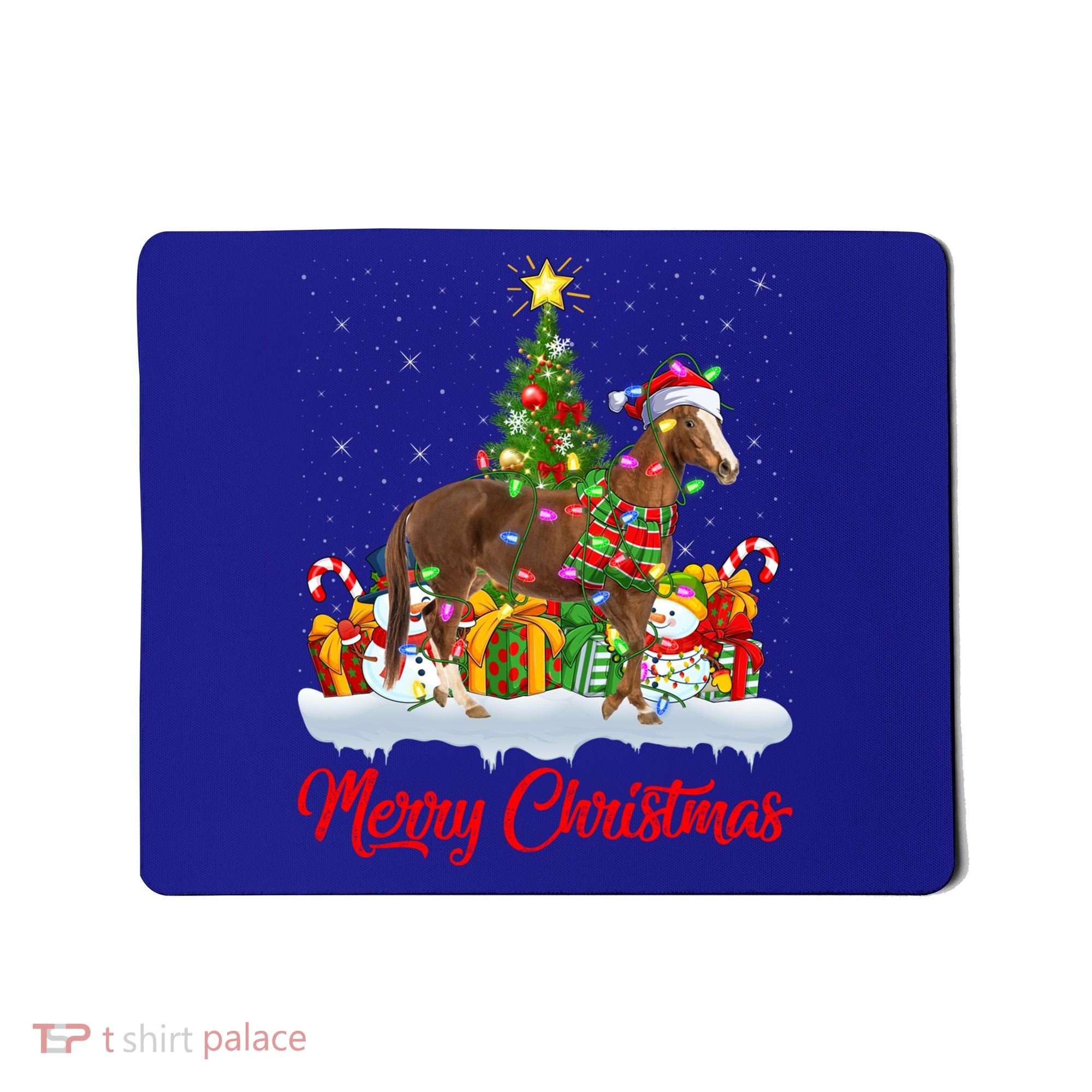 Horse Xmas Tree Lighting Santa Horse Christmas Gift Mousepad