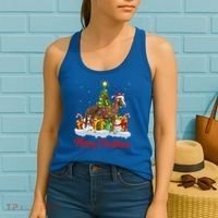 Horse Xmas Tree Lighting Santa Horse Christmas Gift Women's Tank Top thumb 2