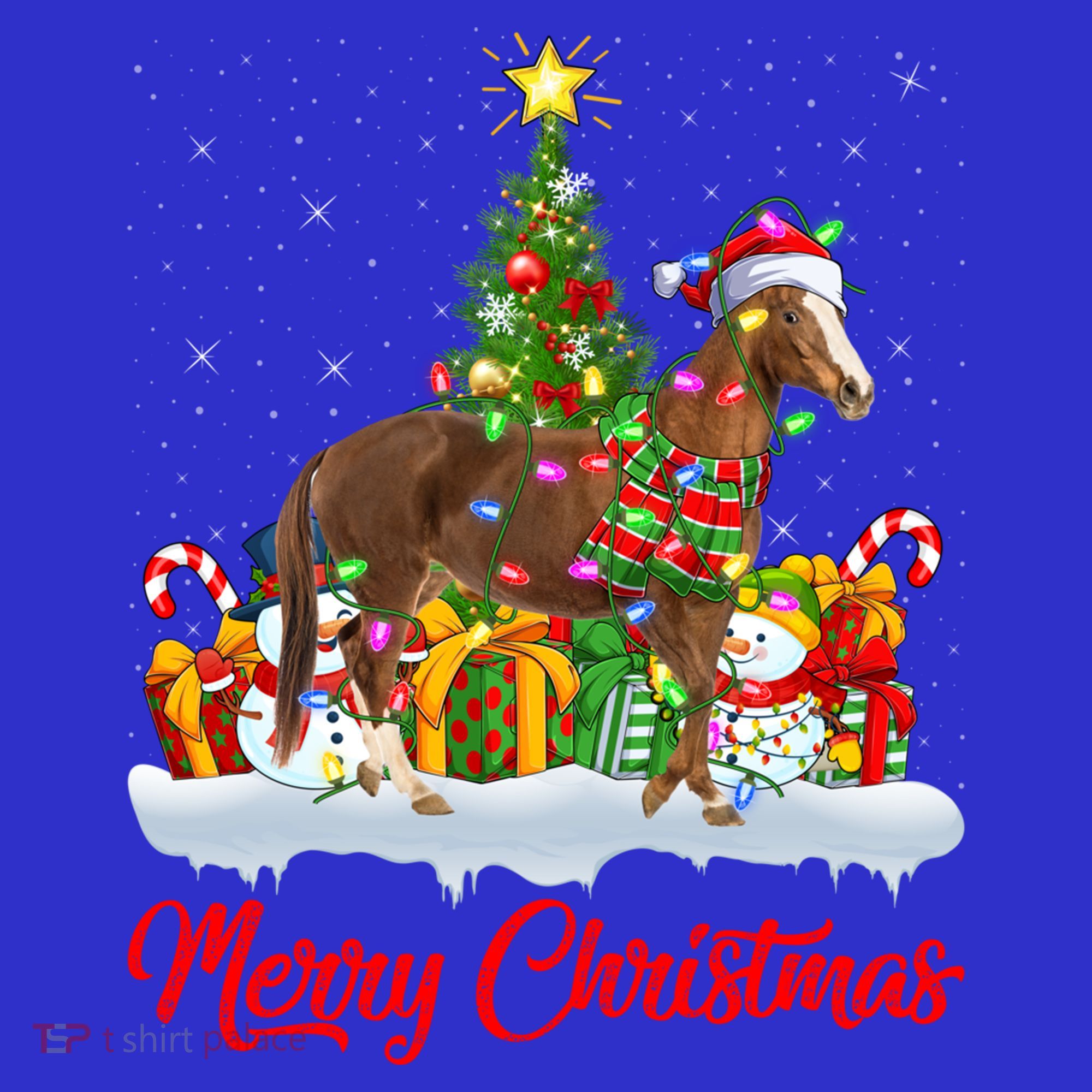 Horse Xmas Tree Lighting Santa Horse Christmas Gift Baby Bodysuit