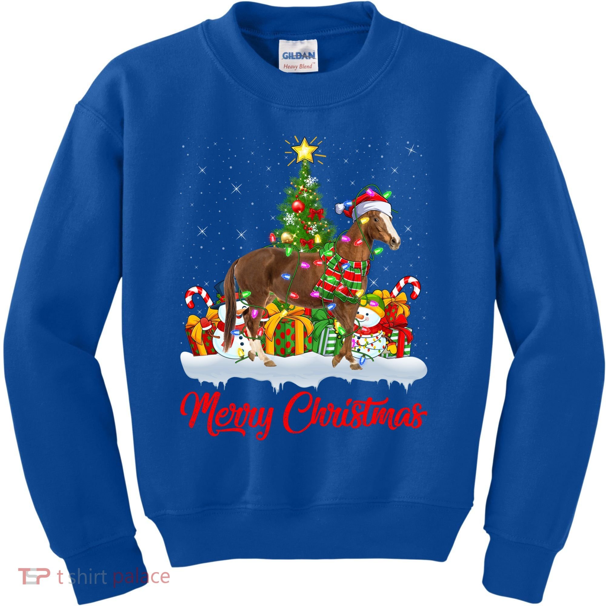 Horse Xmas Tree Lighting Santa Horse Christmas Gift Kids Sweatshirt