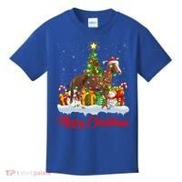 Horse Xmas Tree Lighting Santa Horse Christmas Gift Kids T-Shirt thumb 0