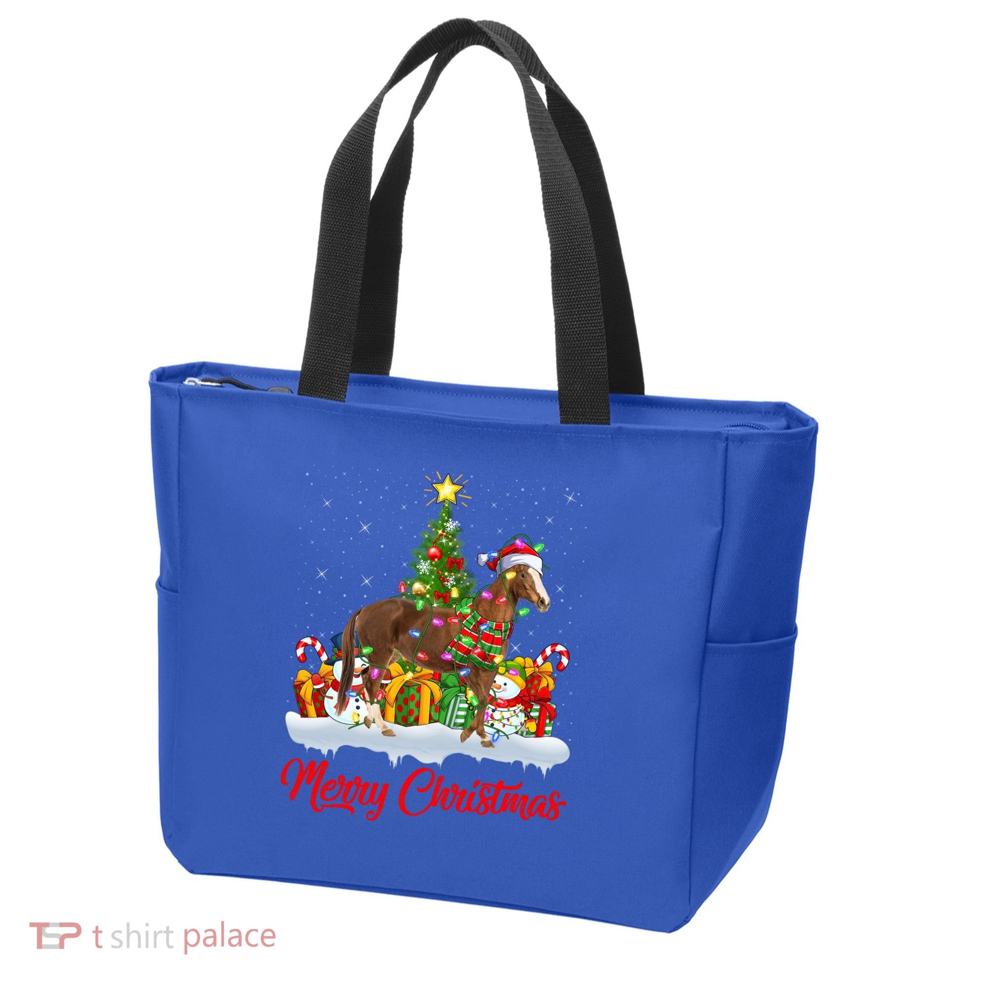 Horse Xmas Tree Lighting Santa Horse Christmas Gift Tote Bag