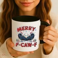 Have Yourself A Merry F-Caw-F Christmas Funny Crow Coffee Mug thumb 3