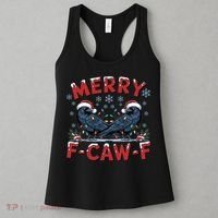 Have Yourself A Merry F-Caw-F Christmas Funny Crow Women's Tank Top thumb 3