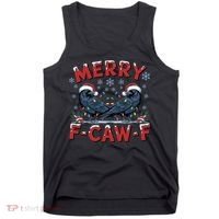 Have Yourself A Merry F-Caw-F Christmas Funny Crow Tank Top thumb 0