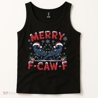 Have Yourself A Merry F-Caw-F Christmas Funny Crow Tank Top thumb 2