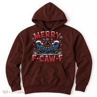 Have Yourself A Merry F-Caw-F Christmas Funny Crow Hoodie thumb 0
