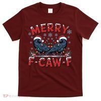 Have Yourself A Merry F-Caw-F Christmas Funny Crow T-Shirt thumb 0