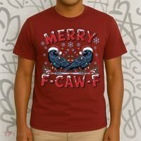 Have Yourself A Merry F-Caw-F Christmas Funny Crow T-Shirt thumb 3