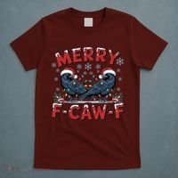 Have Yourself A Merry F-Caw-F Christmas Funny Crow T-Shirt thumb 5