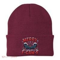 Have Yourself A Merry F-Caw-F Christmas Funny Crow Beanie thumb 0