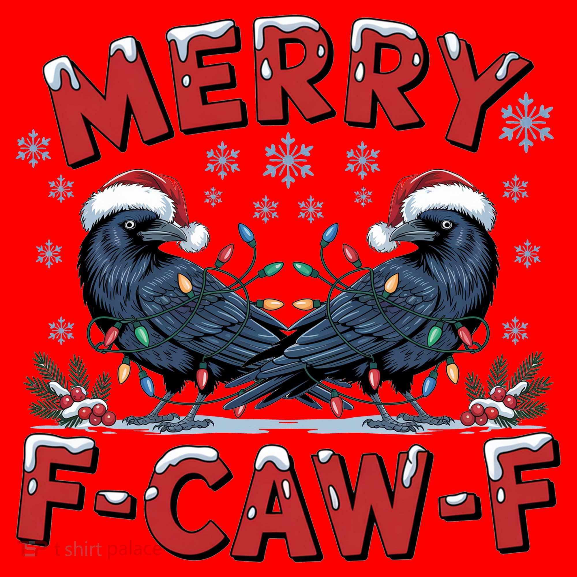 Have Yourself A Merry F-Caw-F Christmas Funny Crow Santa Hat