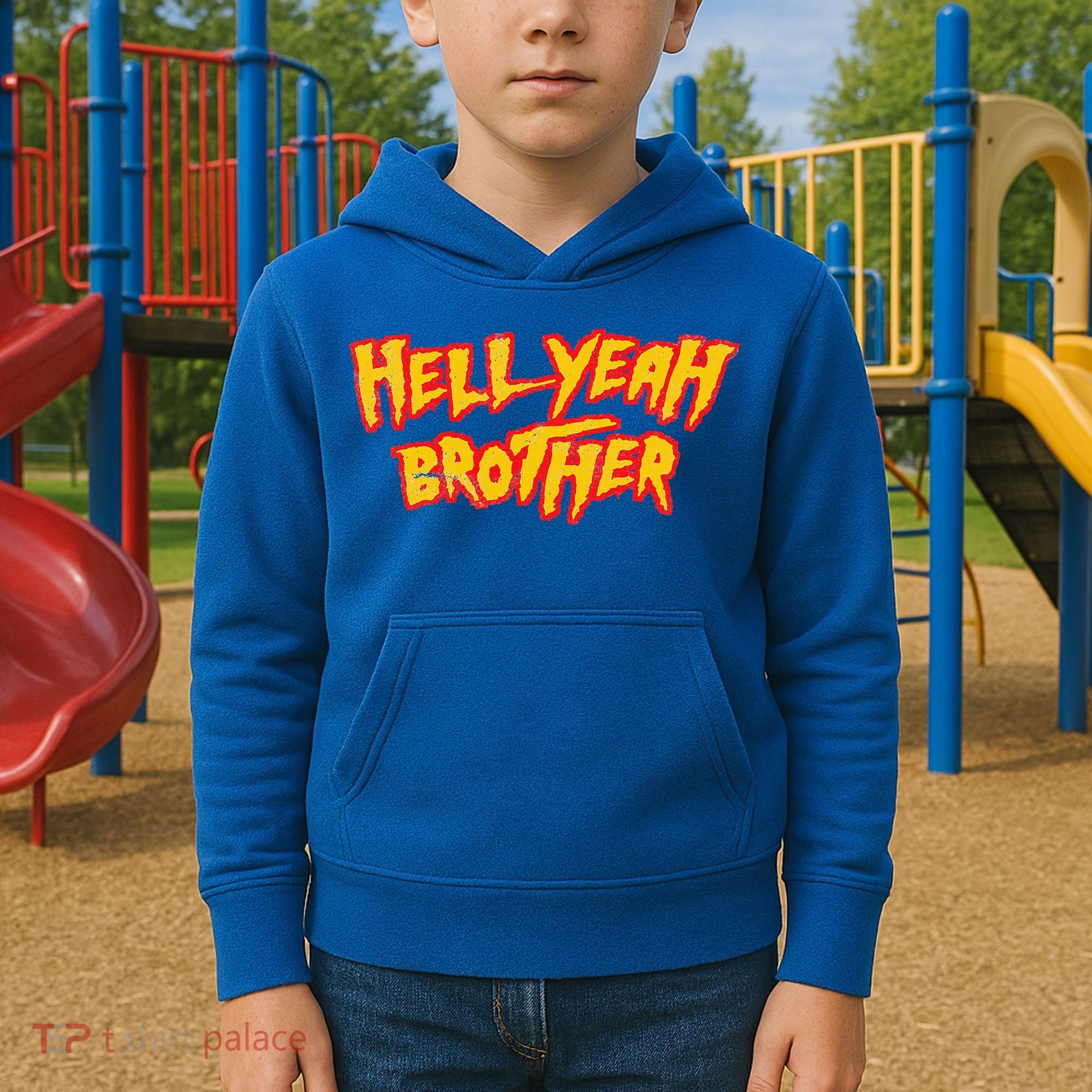 Hell Yeah Brother Funny 80S Wrestling Vegas Pool Kids Hoodie