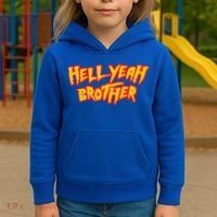 Hell Yeah Brother Funny 80S Wrestling Vegas Pool Kids Hoodie thumb 3