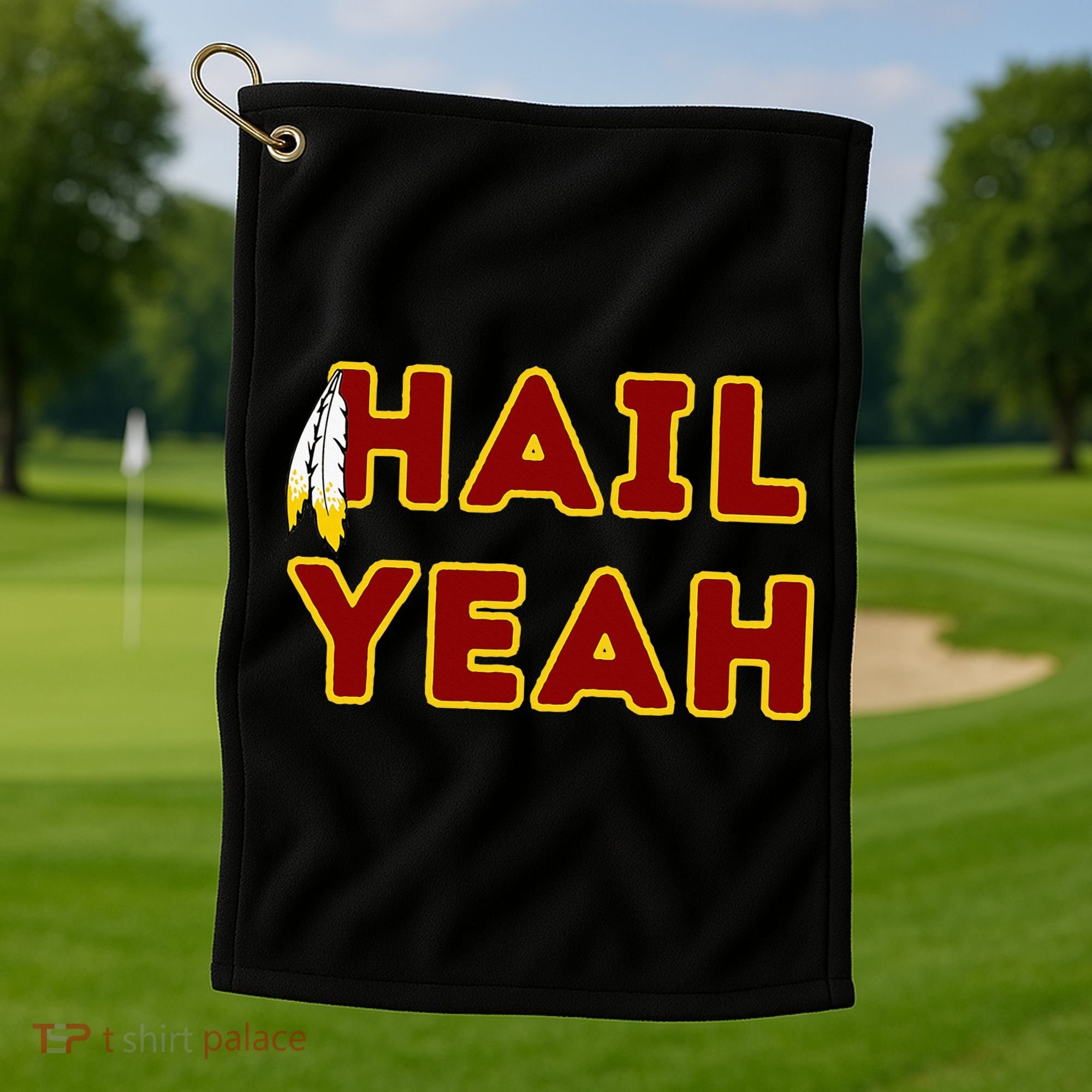 Hail Yeah Burgundy Gold Foot Ball Golf Towel
