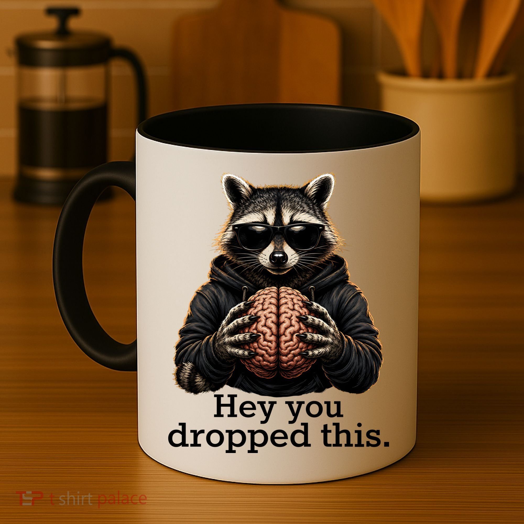 Hey You Dropped This Funny Raccoon Brain Meme Coffee Mug