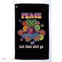 Hippie Yoga Gift Let That Shit Go Buddha Frog Gift Golf Towel thumb 0