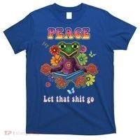 Hippie Yoga Gift Let That Shit Go Buddha Frog Gift T-Shirt thumb 0