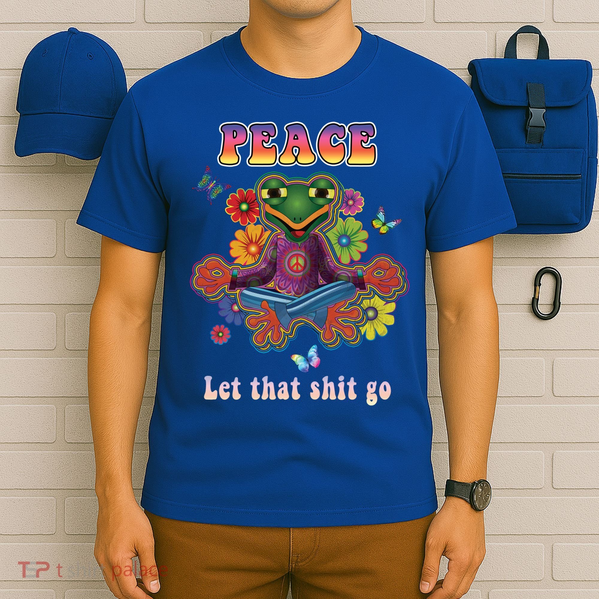 Hippie Yoga Gift Let That Shit Go Buddha Frog Gift T-Shirt