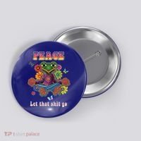 Hippie Yoga Gift Let That Shit Go Buddha Frog Gift Button thumb 0