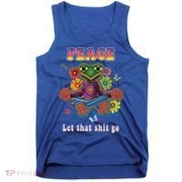 Hippie Yoga Gift Let That Shit Go Buddha Frog Gift Tank Top thumb 0