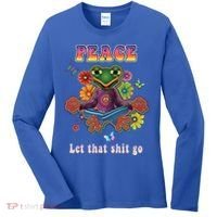 Hippie Yoga Gift Let That Shit Go Buddha Frog Gift Women's Long Sleeve Shirt thumb 0
