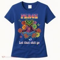 Hippie Yoga Gift Let That Shit Go Buddha Frog Gift Women's T-Shirt thumb 0