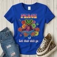 Hippie Yoga Gift Let That Shit Go Buddha Frog Gift Women's T-Shirt thumb 3