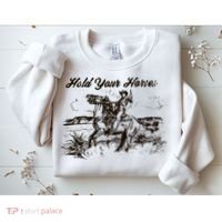Hold Your Horses Rodeo Western Cowboy Retro Gift Sweatshirt thumb 2