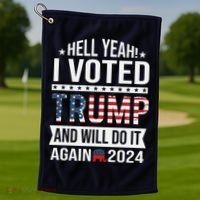 Hell Yeah! I Voted Trump Golf Towel thumb 1