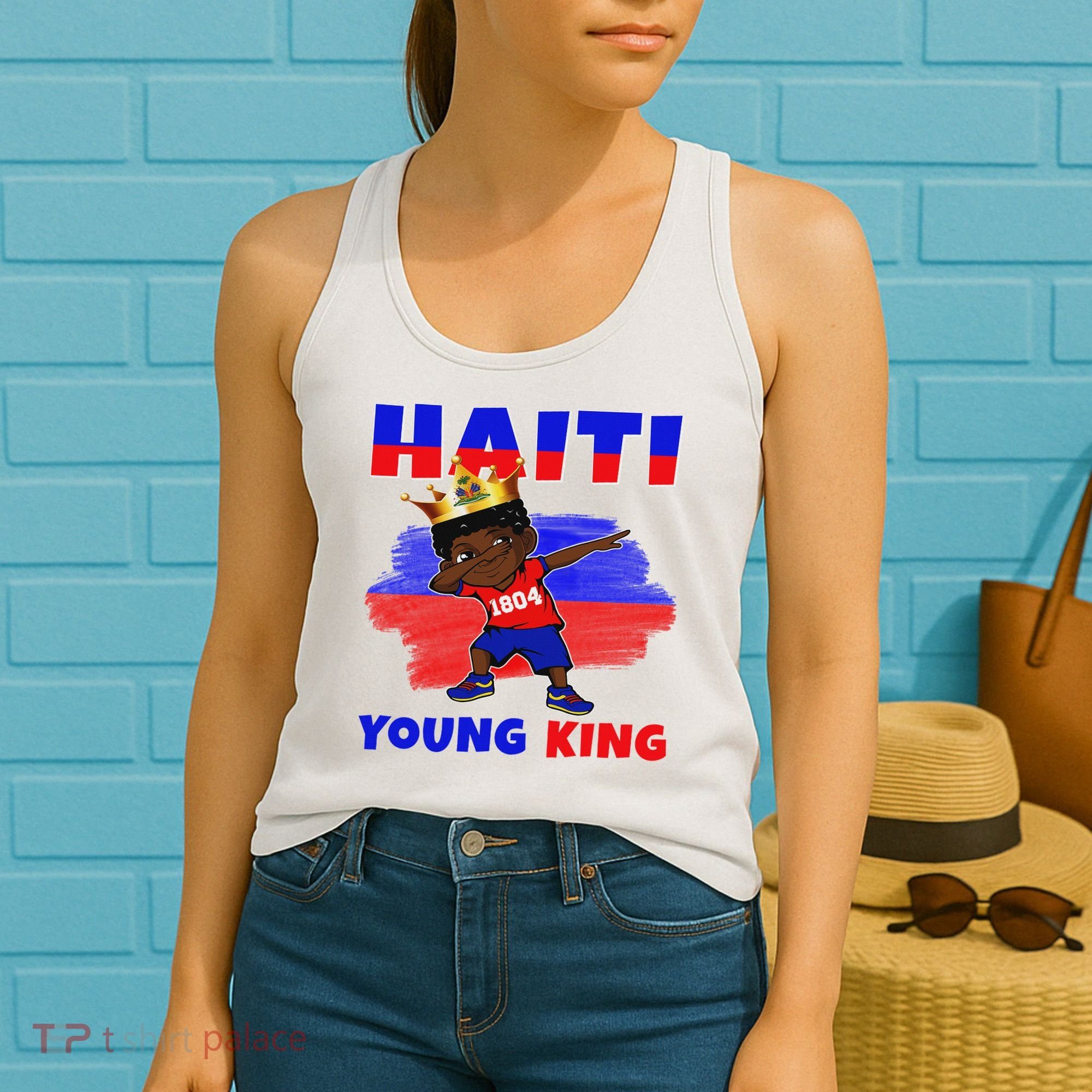 Haiti Young King Haiti Flag Melanin For Black Women's Tank Top
